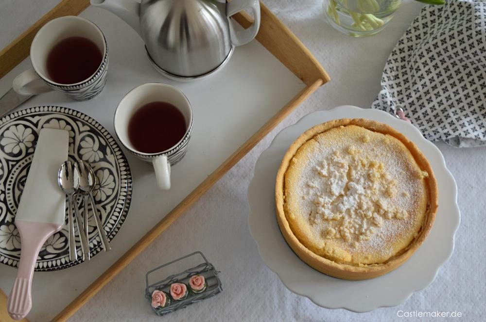 cremiger Kaesekuchen Rezept cremigster ohne risse schön hoch mit boden lecker Castlemaker Lifestyle-Blog