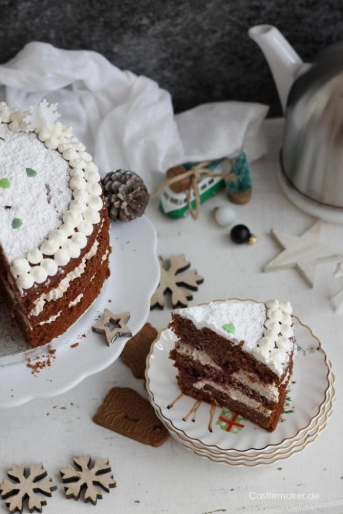 Weihnachtstorte winterwaldtorte spekulatiuscreme rezept naked cake castlemaker foodblog aus baden