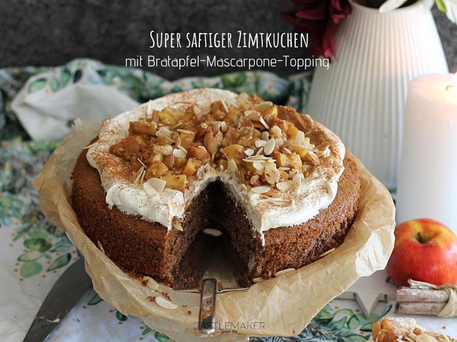 Super saftiger Zimtkuchen mit Bratapfel-Mascarpone-Topping ...