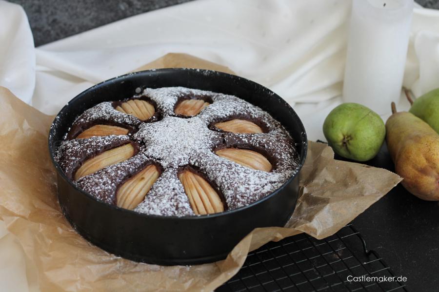 rezept birnen-schokokuchen mit walnuessen castlemaker foodblog